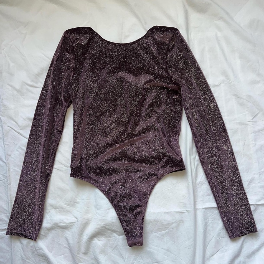 Purple and Gold Glitter Velvet Bodysuit - Victoria Secret Sport (NWT)